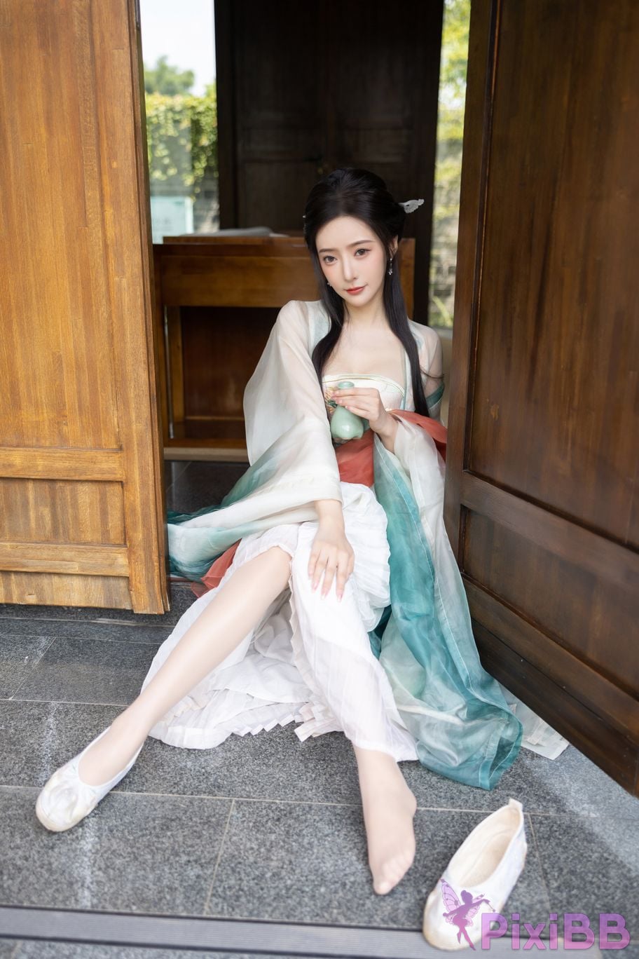 No watermark for in app purchases Wang Xinyao Yanni green costume Fall PixiBB.COM 037