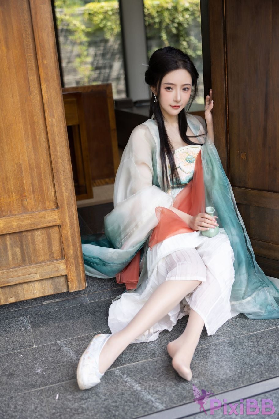 No watermark for in app purchases Wang Xinyao Yanni green costume Fall PixiBB.COM 038