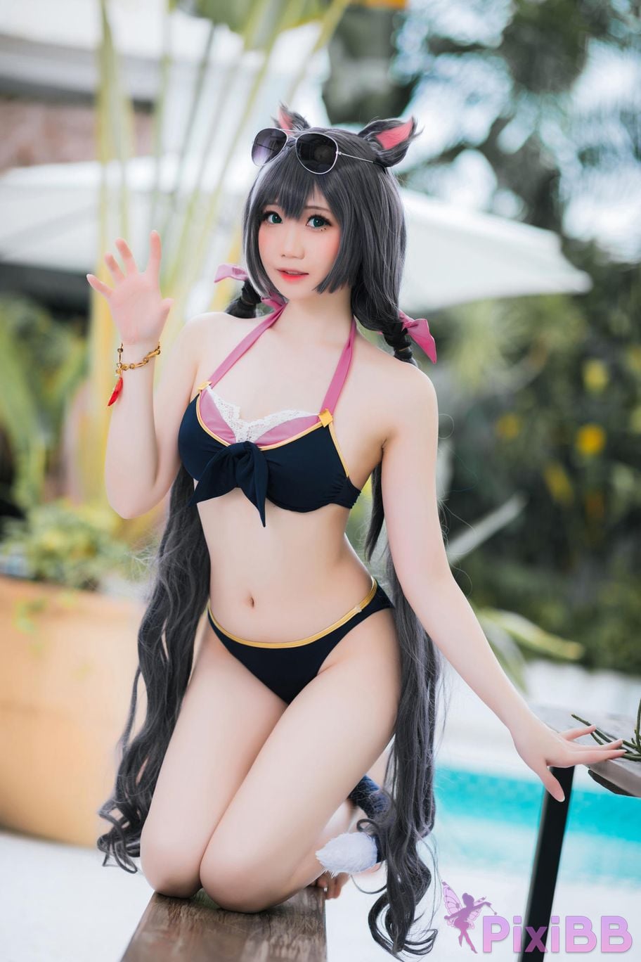 Cosplayer Braised carbon Princess Connect Kailu swimsuit PixiBB.COM 003