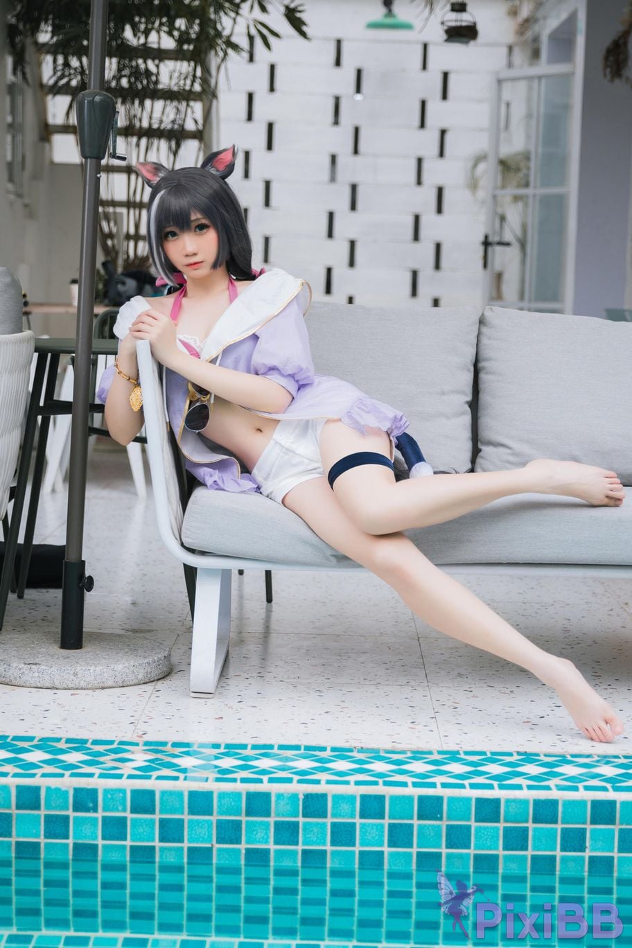Cosplayer Braised carbon Princess Connect Kailu swimsuit PixiBB.COM 011