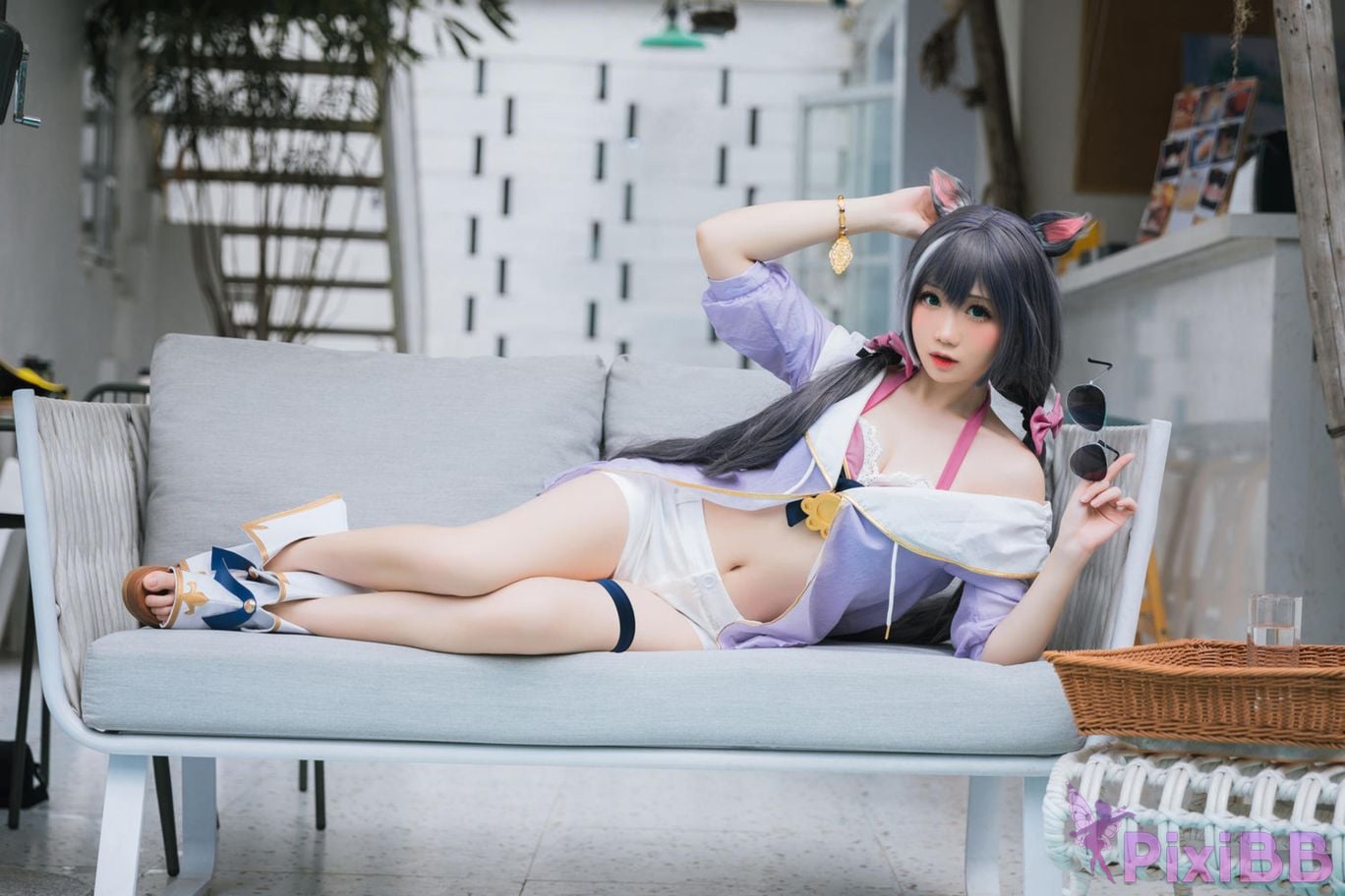 Cosplayer Braised carbon Princess Connect Kailu swimsuit PixiBB.COM 013
