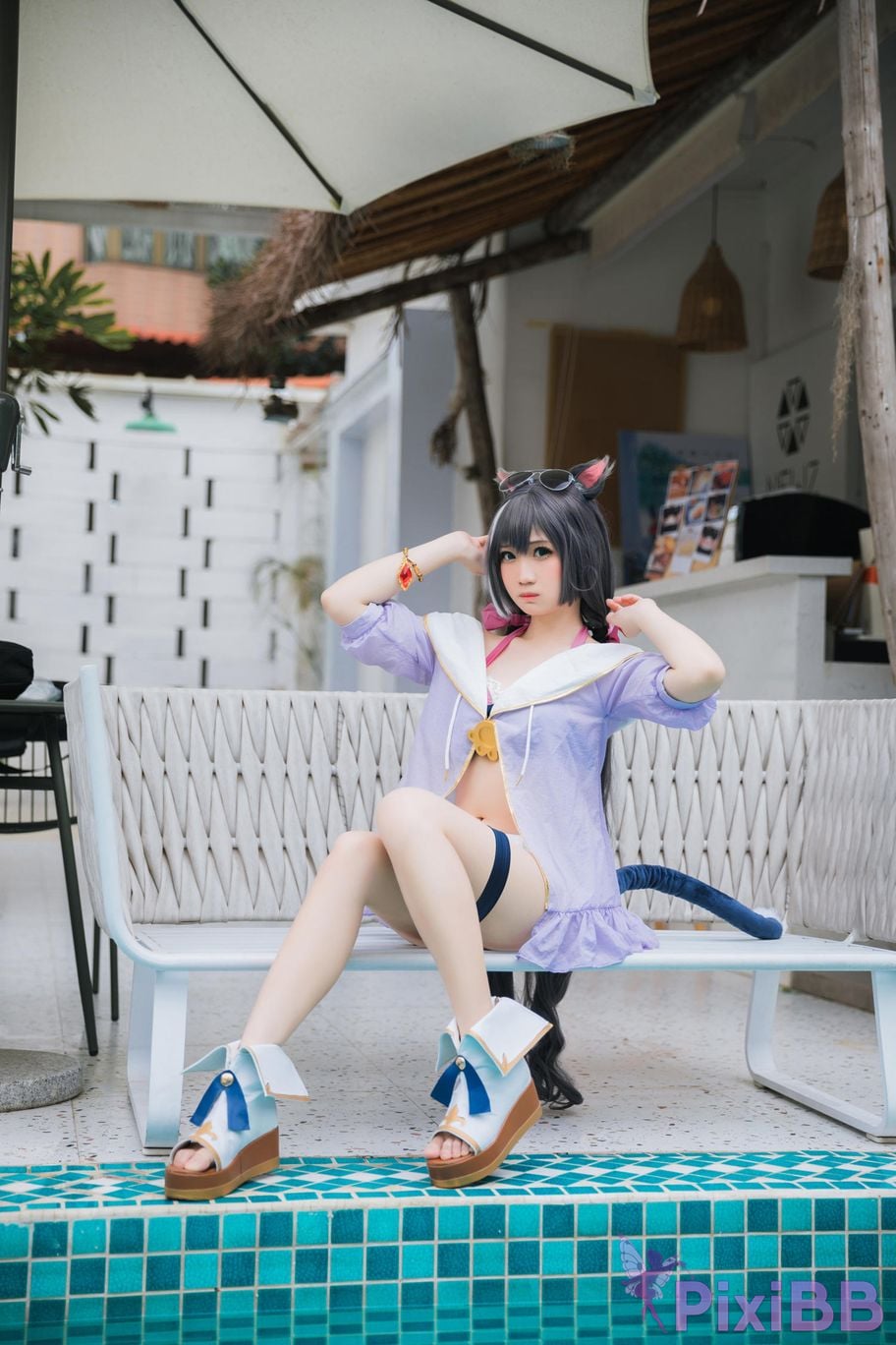 Cosplayer Braised carbon Princess Connect Kailu swimsuit PixiBB.COM 016