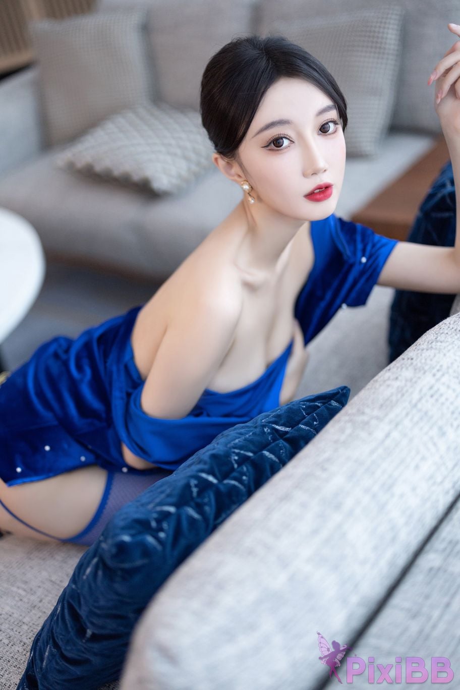 No watermark for in app purchases Yueer Yue er blue skirt PixiBB.COM 041