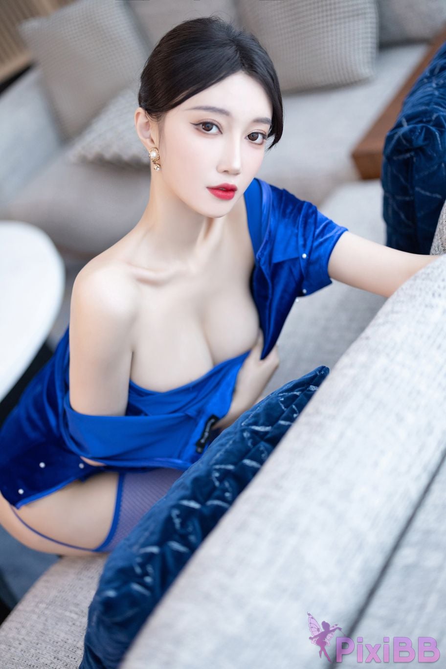 No watermark for in app purchases Yueer Yue er blue skirt PixiBB.COM 042