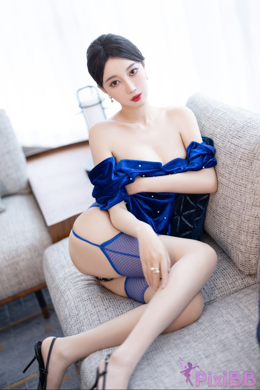 No watermark for in app purchases Yueer Yue er blue skirt PixiBB.COM 044