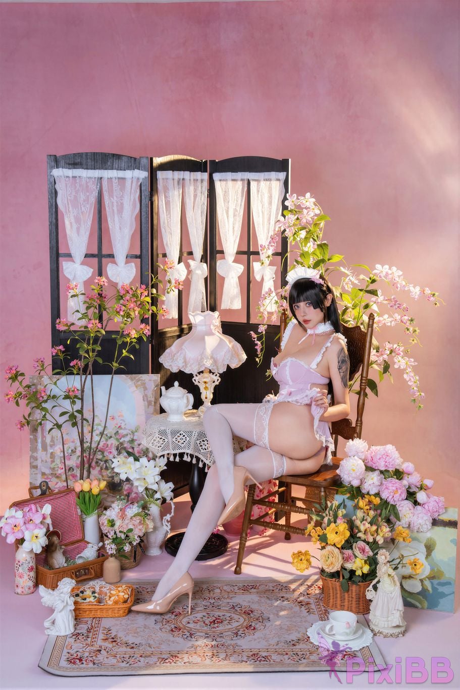 Cosplayer Nai tide chan nice Yunxixi Yunx1x1 Milk peach samurai flower ceremony PixiBB.COM 015