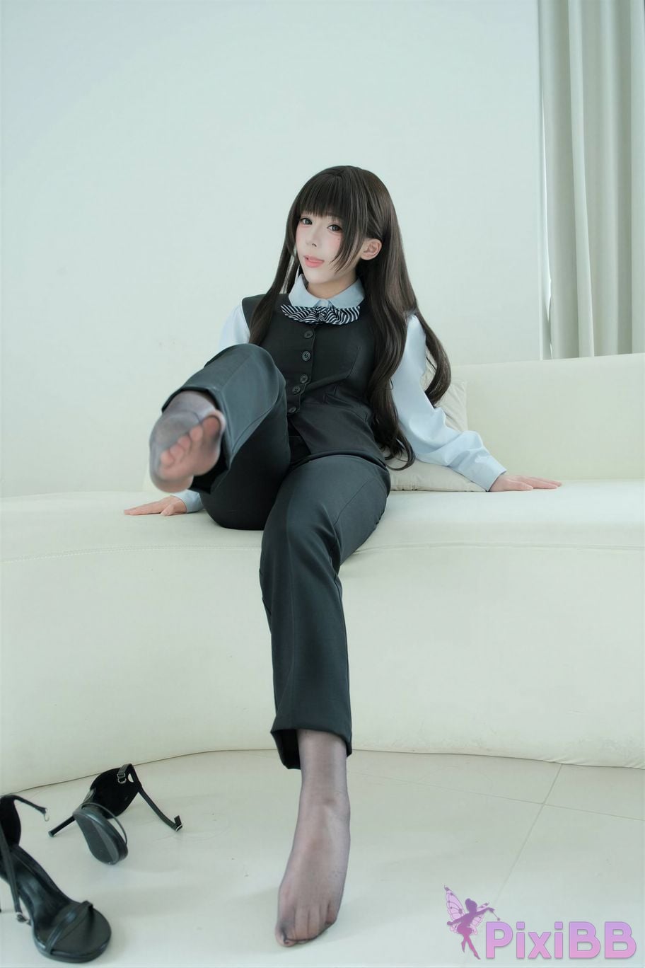Cosplayer walnut cat Kurumineko The secret of silk pants PixiBB.COM 059