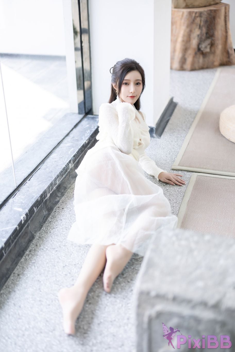 No watermark for in app purchases Wang Xinyao Yanni white dress calligraphy and painting PixiBB.COM 012