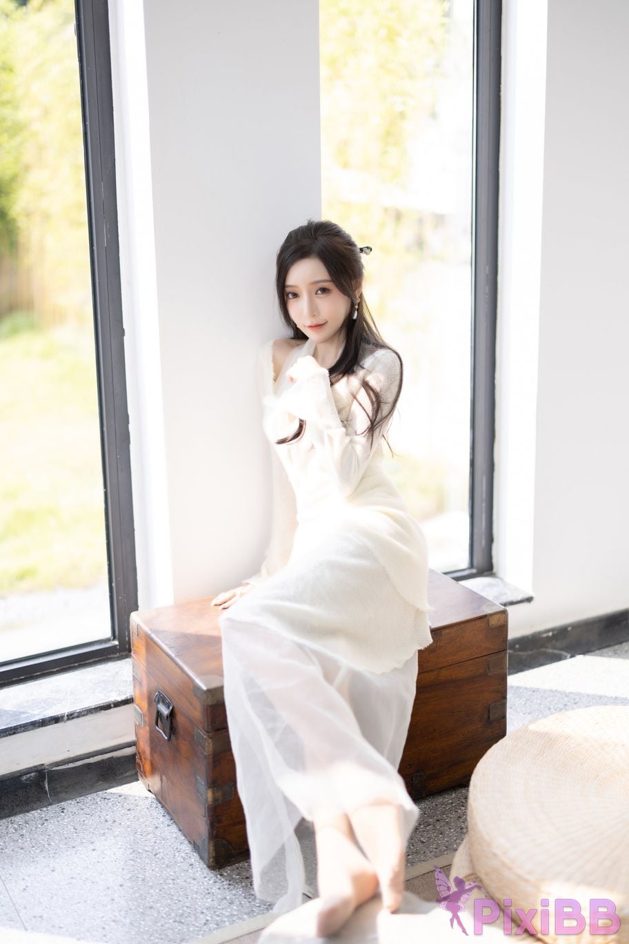 No watermark for in app purchases Wang Xinyao Yanni white dress calligraphy and painting PixiBB.COM 013
