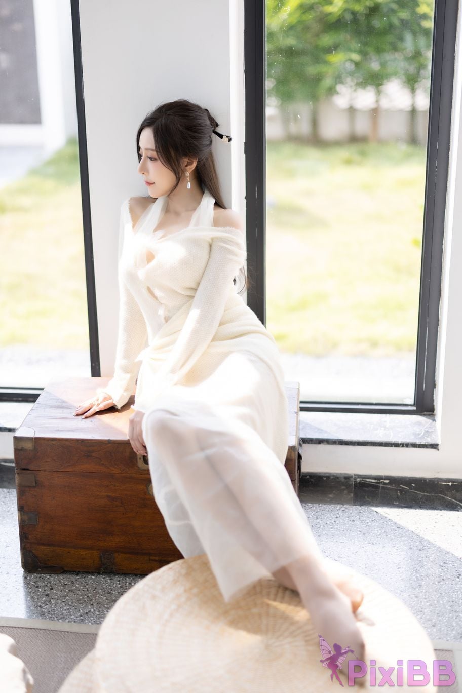 No watermark for in app purchases Wang Xinyao Yanni white dress calligraphy and painting PixiBB.COM 014