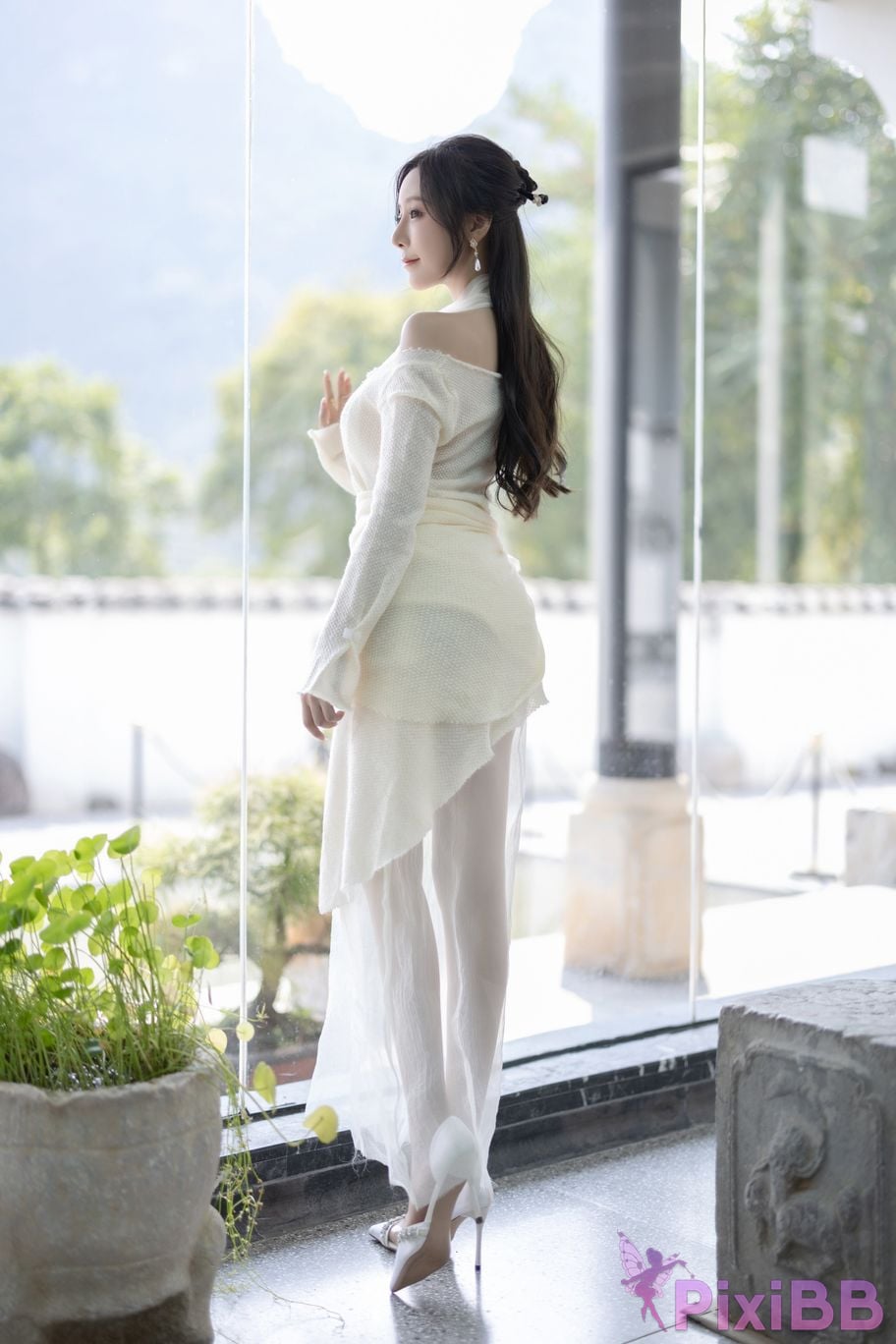 No watermark for in app purchases Wang Xinyao Yanni white dress calligraphy and painting PixiBB.COM 018