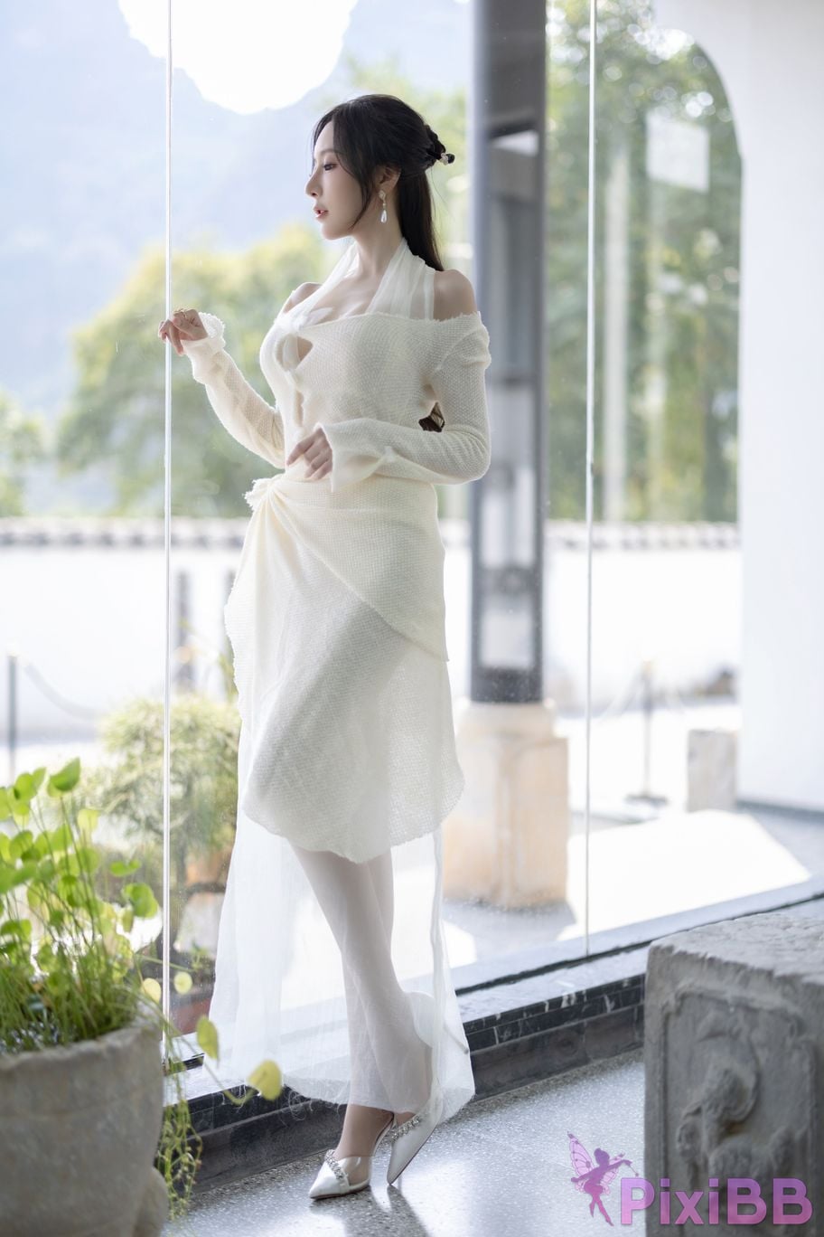 No watermark for in app purchases Wang Xinyao Yanni white dress calligraphy and painting PixiBB.COM 019