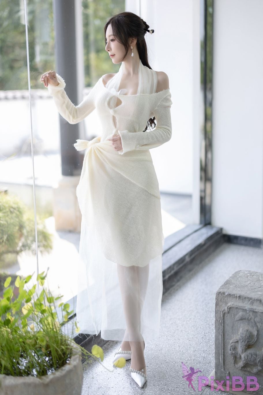 No watermark for in app purchases Wang Xinyao Yanni white dress calligraphy and painting PixiBB.COM 020