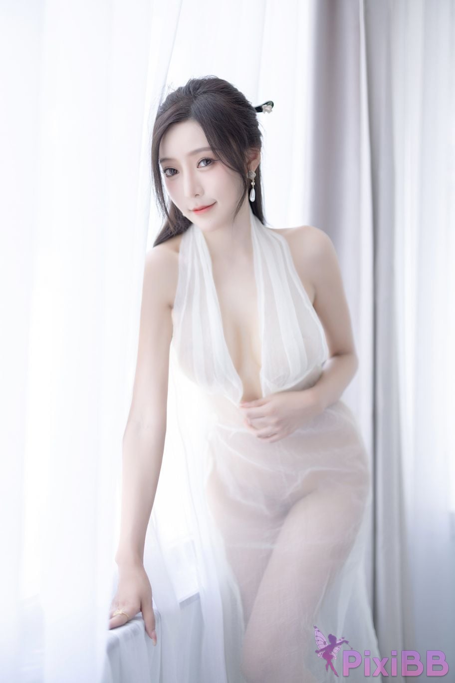 No watermark for in app purchases Wang Xinyao Yanni white dress calligraphy and painting PixiBB.COM 055