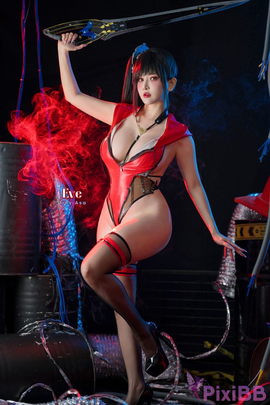 Cosplayer Tiny Asa Eve Swimsuit Stellar Blade sword star swimwear PixiBB.COM 067