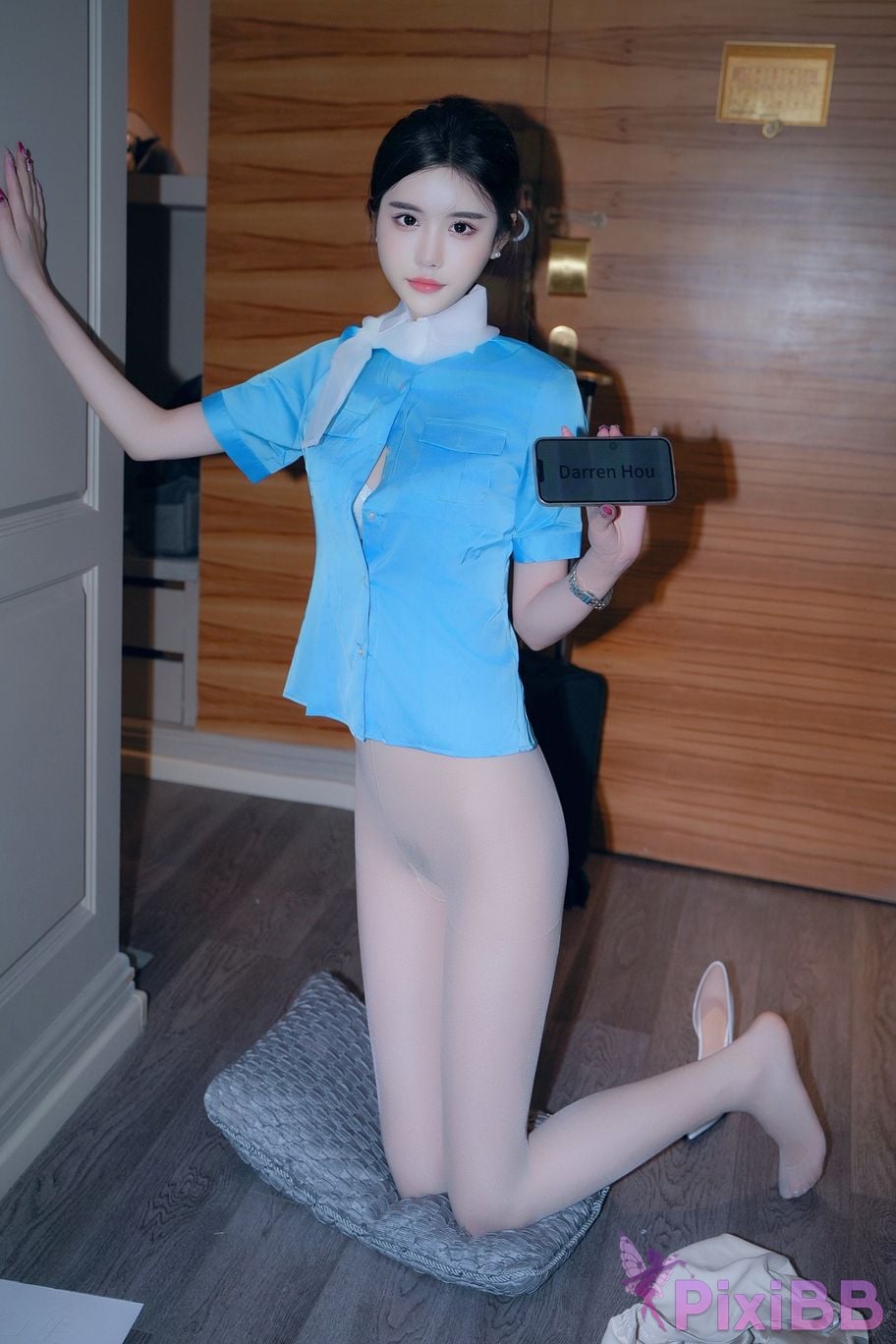XR Uncensored Late Su susu R18 XIUREN model blue stewardess uniform PixiBB.COM 046