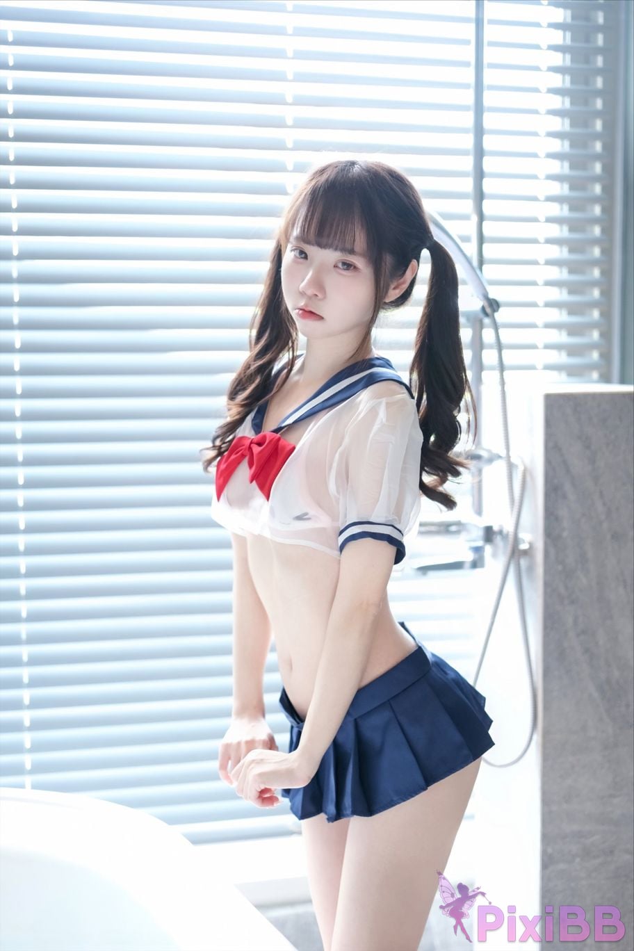Cosplayer Cocoa Little White Rabbit Transparent student uniform PixiBB.COM 004