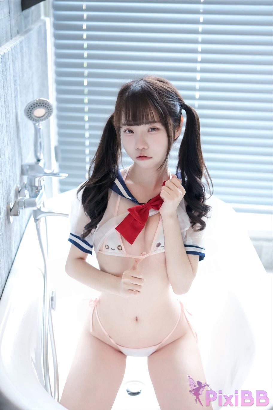 Cosplayer Cocoa Little White Rabbit Transparent student uniform PixiBB.COM 011