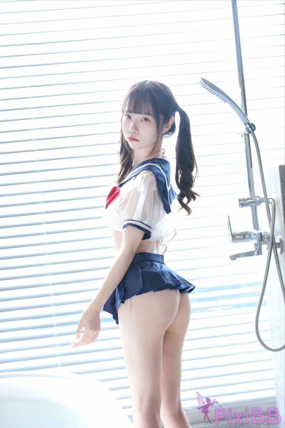 Cosplayer Cocoa Little White Rabbit Transparent student uniform PixiBB.COM 020