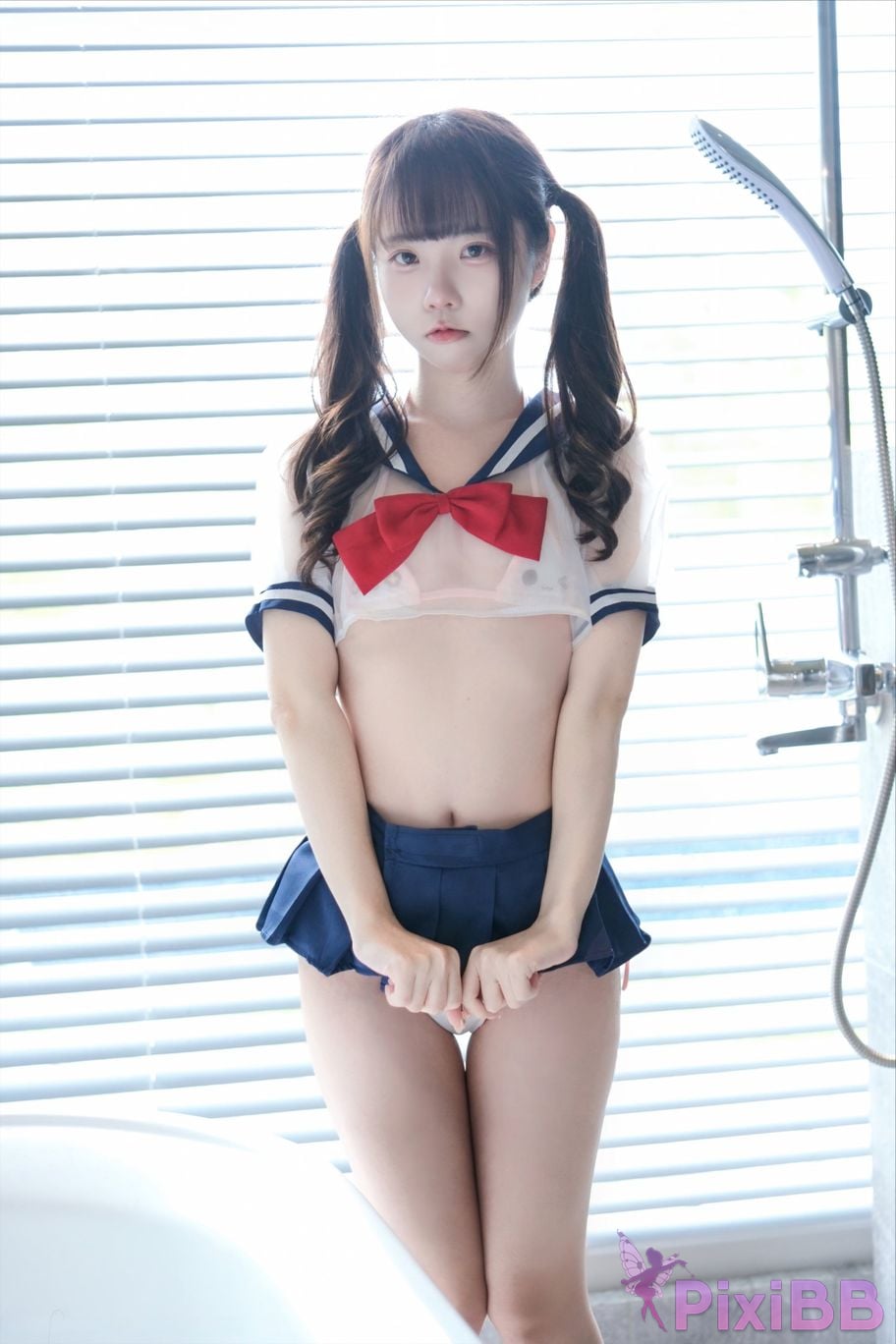 Cosplayer Cocoa Little White Rabbit Transparent student uniform PixiBB.COM 025