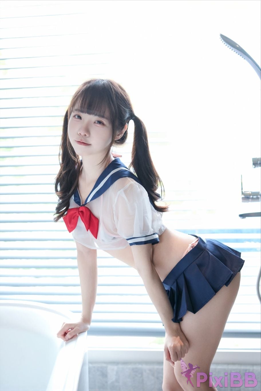 Cosplayer Cocoa Little White Rabbit Transparent student uniform PixiBB.COM 046