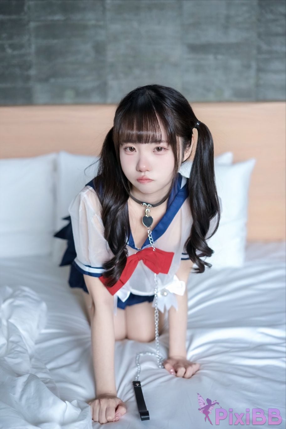 Cosplayer Cocoa Little White Rabbit Transparent student uniform PixiBB.COM 048