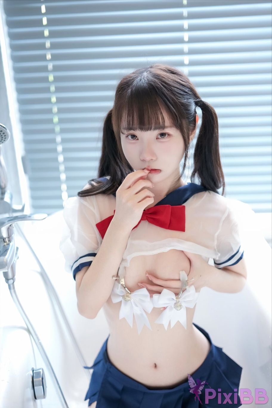 Cosplayer Cocoa Little White Rabbit Transparent student uniform PixiBB.COM 057