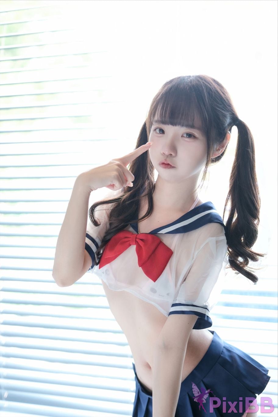 Cosplayer Cocoa Little White Rabbit Transparent student uniform PixiBB.COM 064