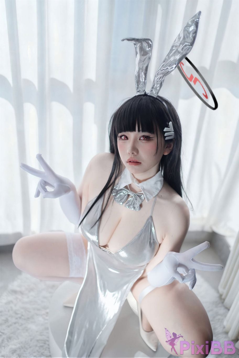 Cosplayer Ah Ban is very happy today Blue Archive Rion Moon Silver dress PixiBB.COM 002