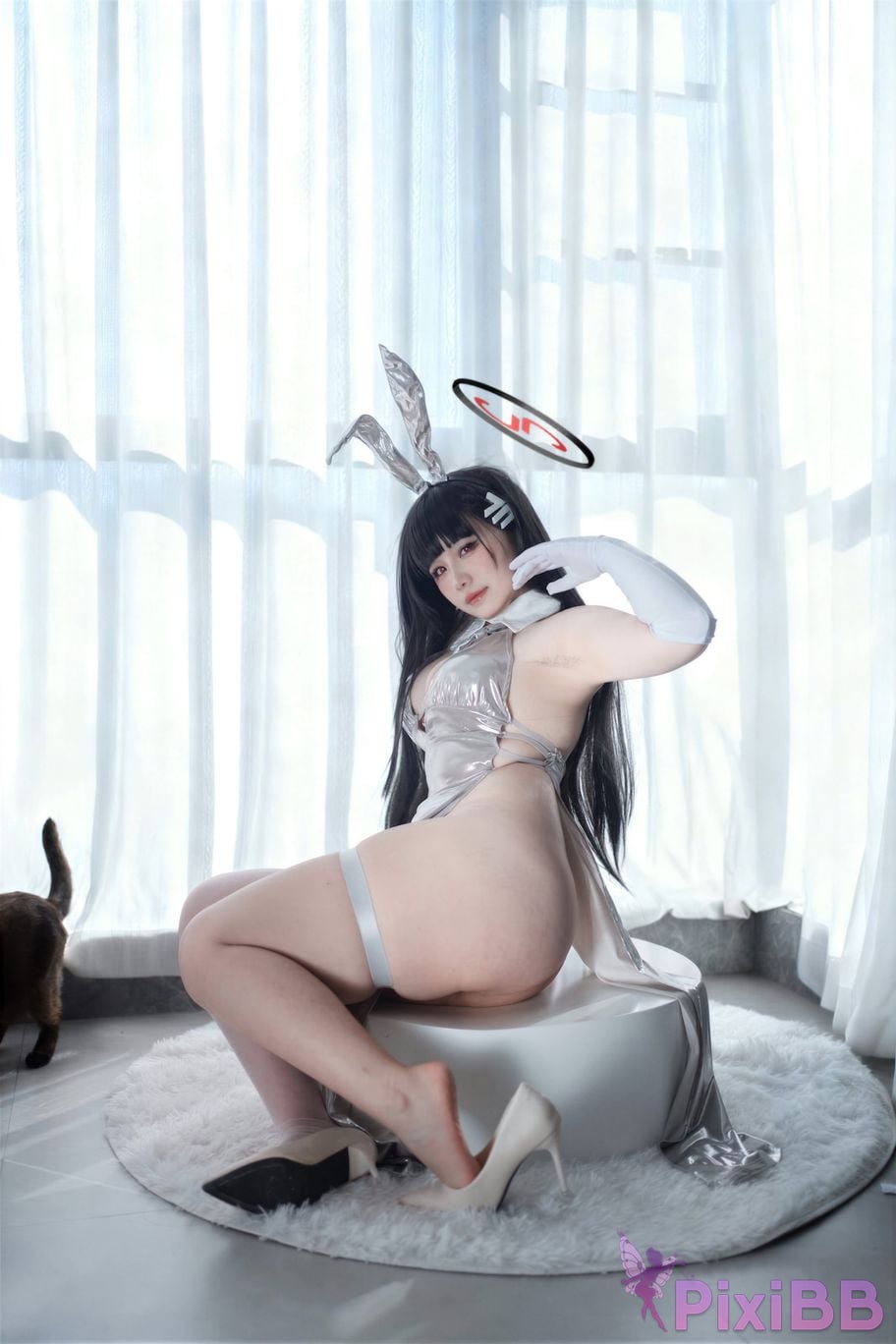 Cosplayer Ah Ban is very happy today Blue Archive Rion Moon Silver dress PixiBB.COM 007