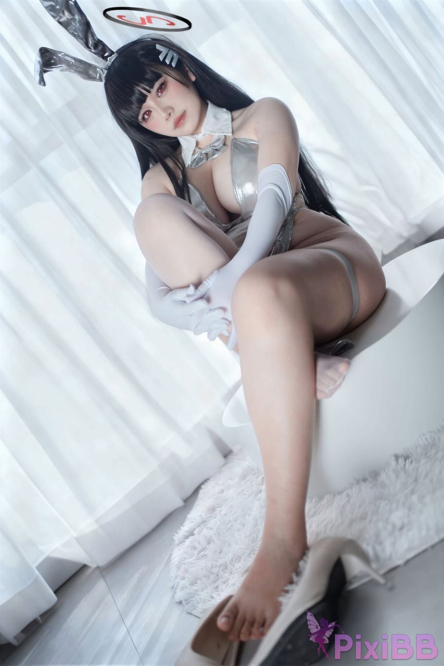 Cosplayer Ah Ban is very happy today Blue Archive Rion Moon Silver dress PixiBB.COM 012