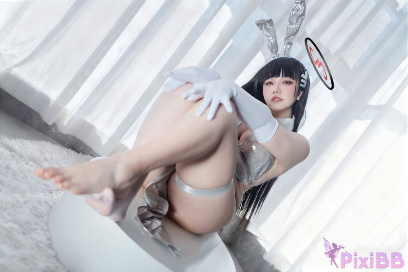 Cosplayer Ah Ban is very happy today Blue Archive Rion Moon Silver dress PixiBB.COM 020