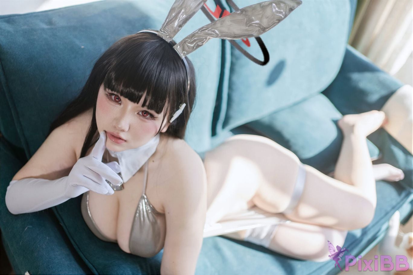 Cosplayer Ah Ban is very happy today Blue Archive Rion Moon Silver dress PixiBB.COM 040