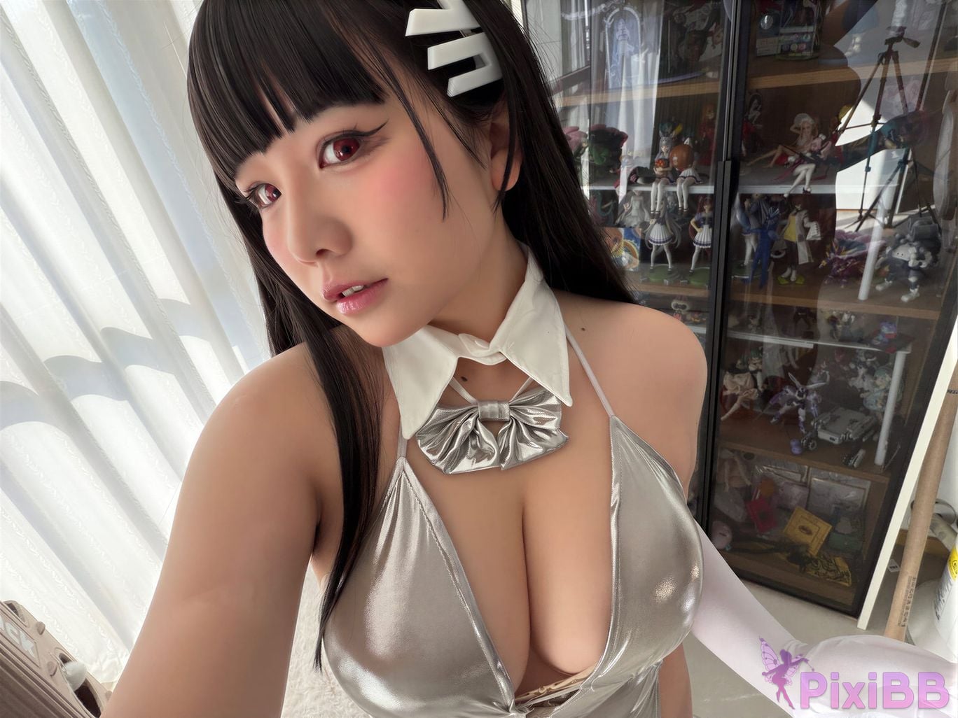 Cosplayer Ah Ban is very happy today Blue Archive Rion Moon Silver dress PixiBB.COM 044
