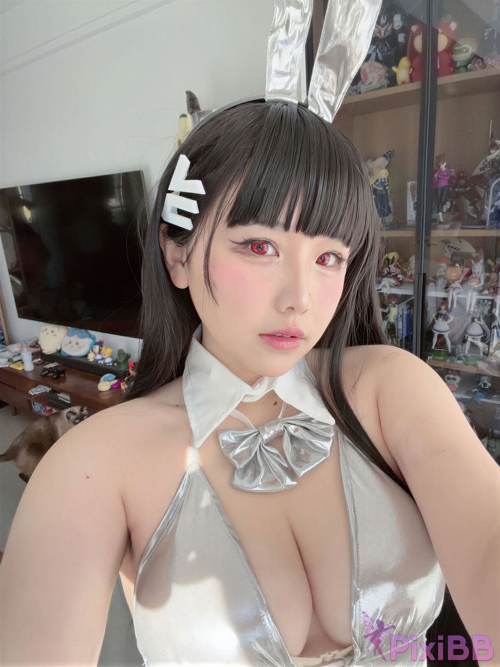 Cosplayer Ah Ban is very happy today Blue Archive Rion Moon Silver dress PixiBB.COM 045