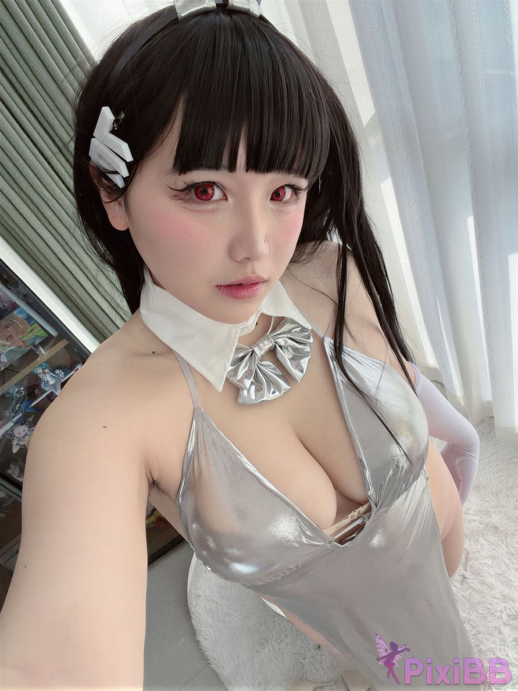 Cosplayer Ah Ban is very happy today Blue Archive Rion Moon Silver dress PixiBB.COM 049
