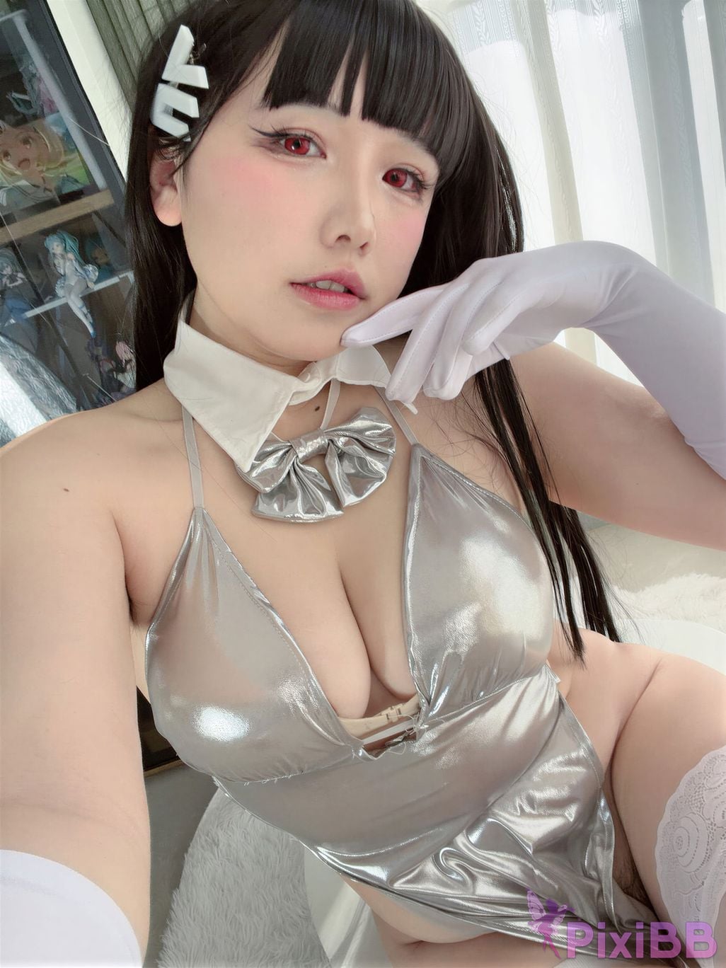Cosplayer Ah Ban is very happy today Blue Archive Rion Moon Silver dress PixiBB.COM 056