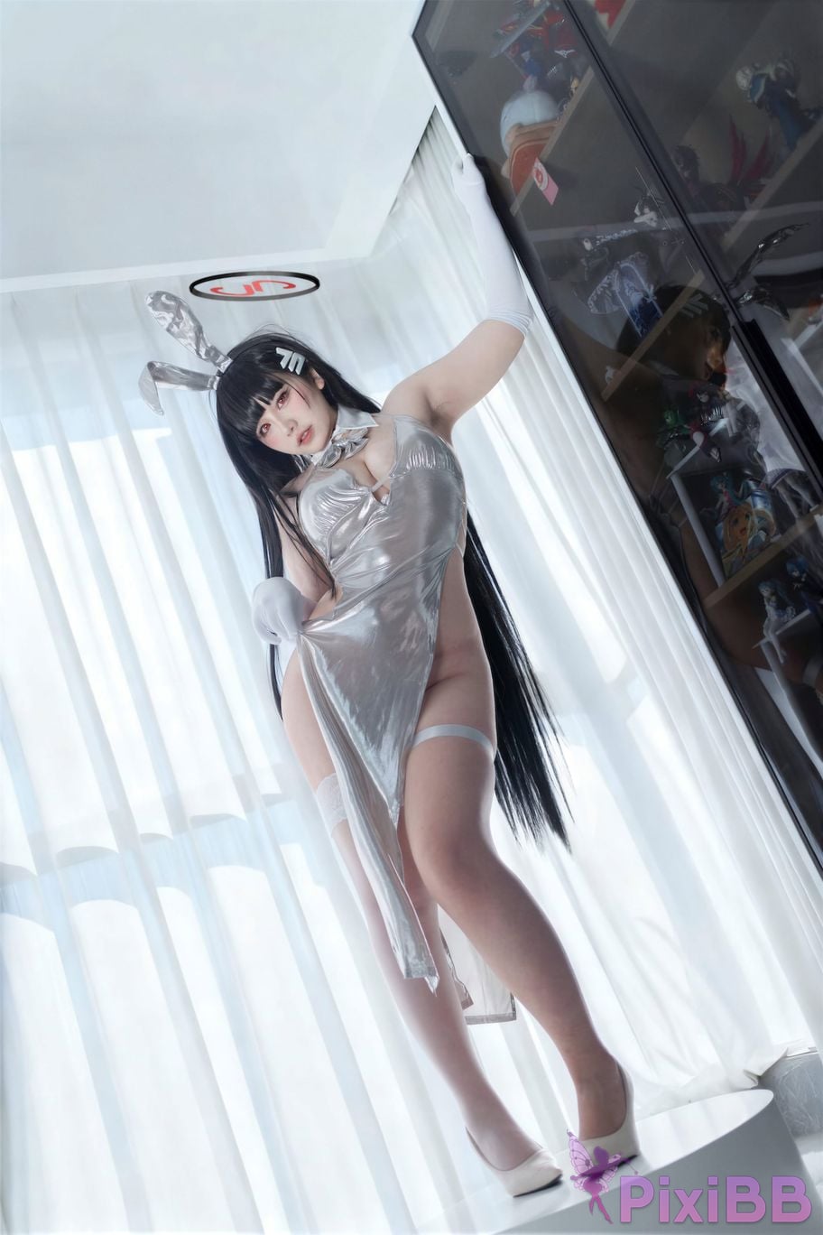 Cosplayer Ah Ban is very happy today Blue Archive Rion Moon Silver dress PixiBB.COM 059