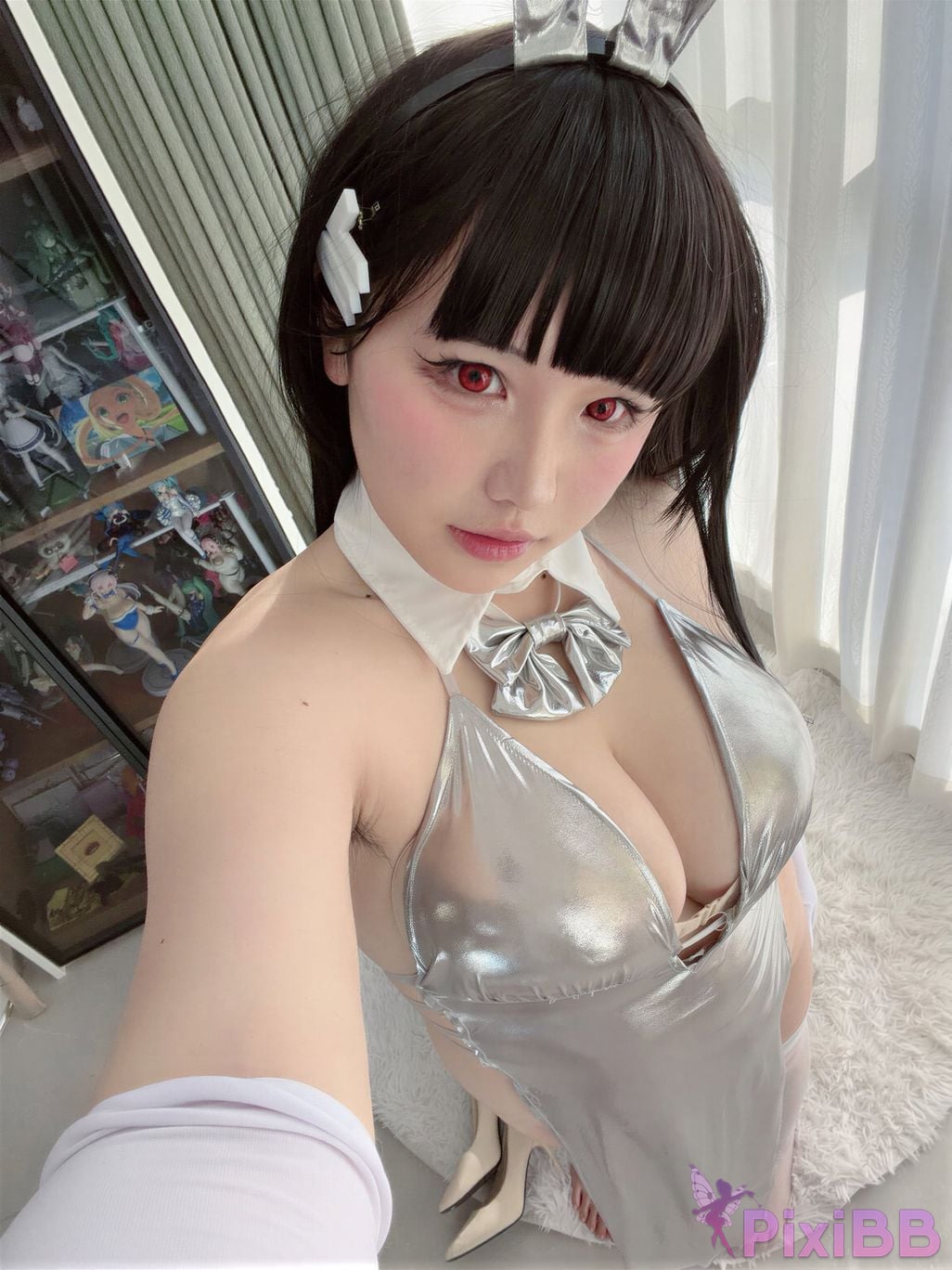 Cosplayer Ah Ban is very happy today Blue Archive Rion Moon Silver dress PixiBB.COM 061