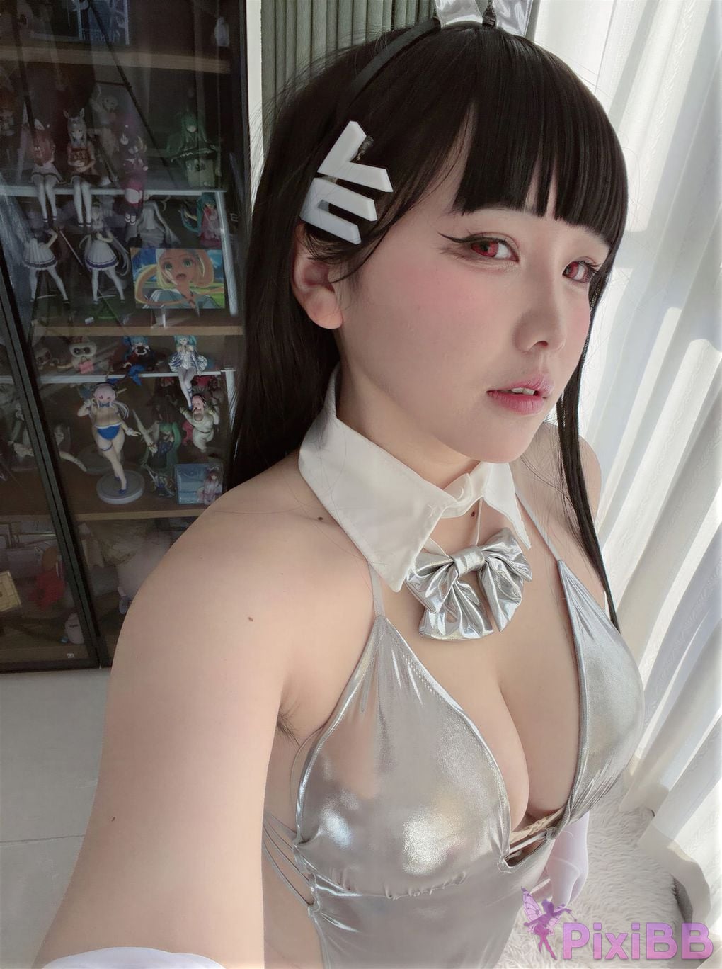 Cosplayer Ah Ban is very happy today Blue Archive Rion Moon Silver dress PixiBB.COM 062