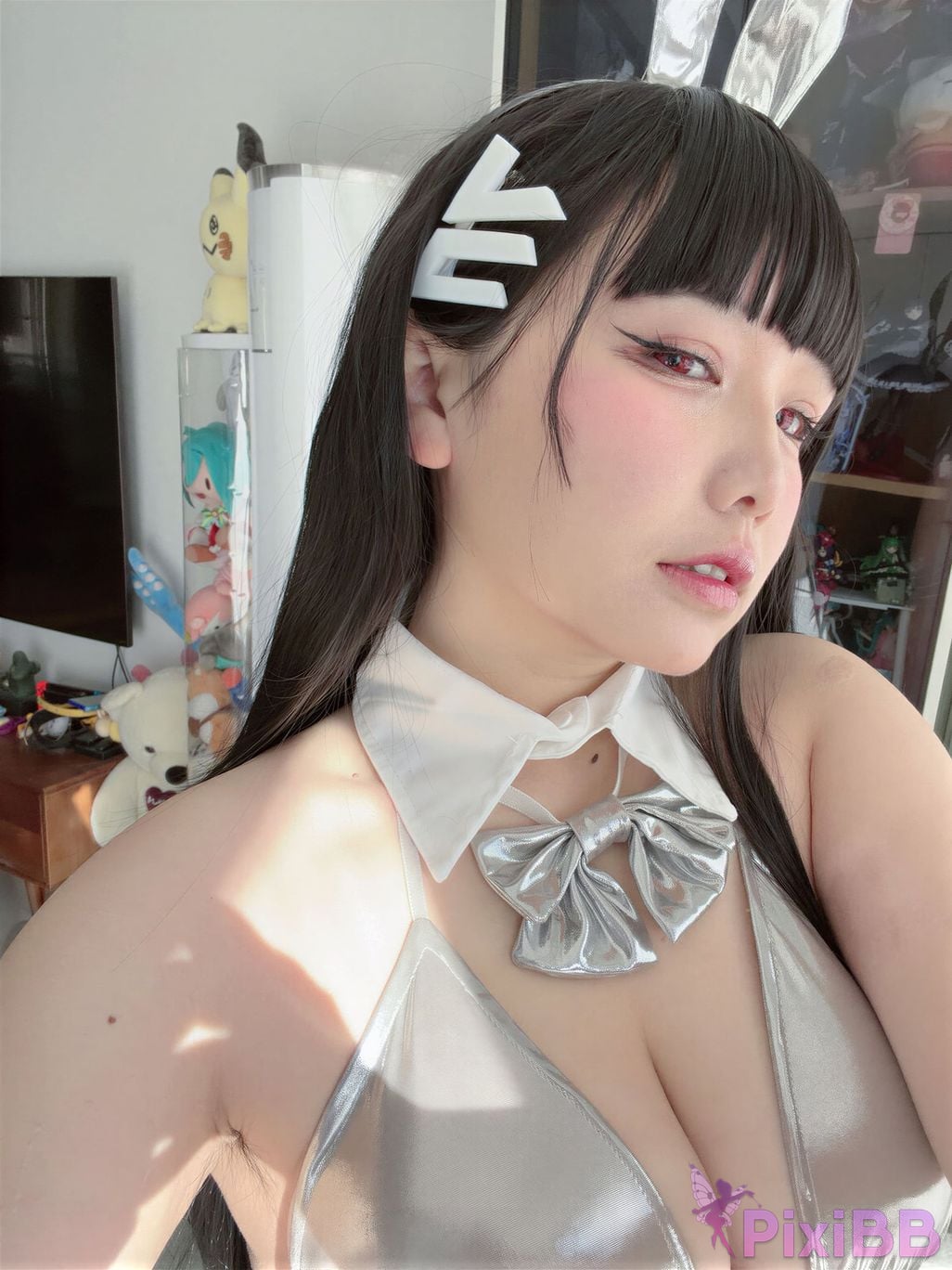 Cosplayer Ah Ban is very happy today Blue Archive Rion Moon Silver dress PixiBB.COM 071