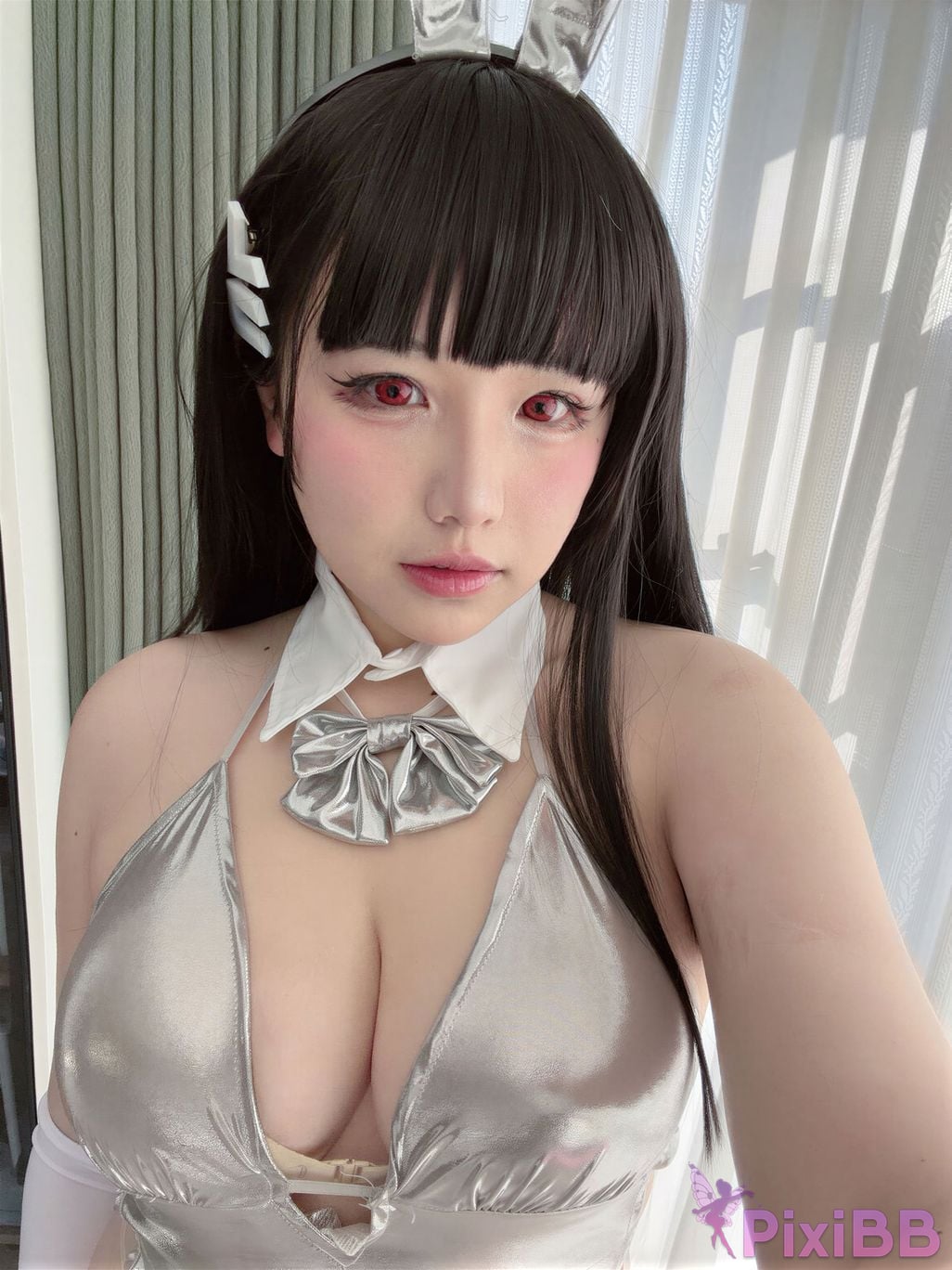 Cosplayer Ah Ban is very happy today Blue Archive Rion Moon Silver dress PixiBB.COM 072