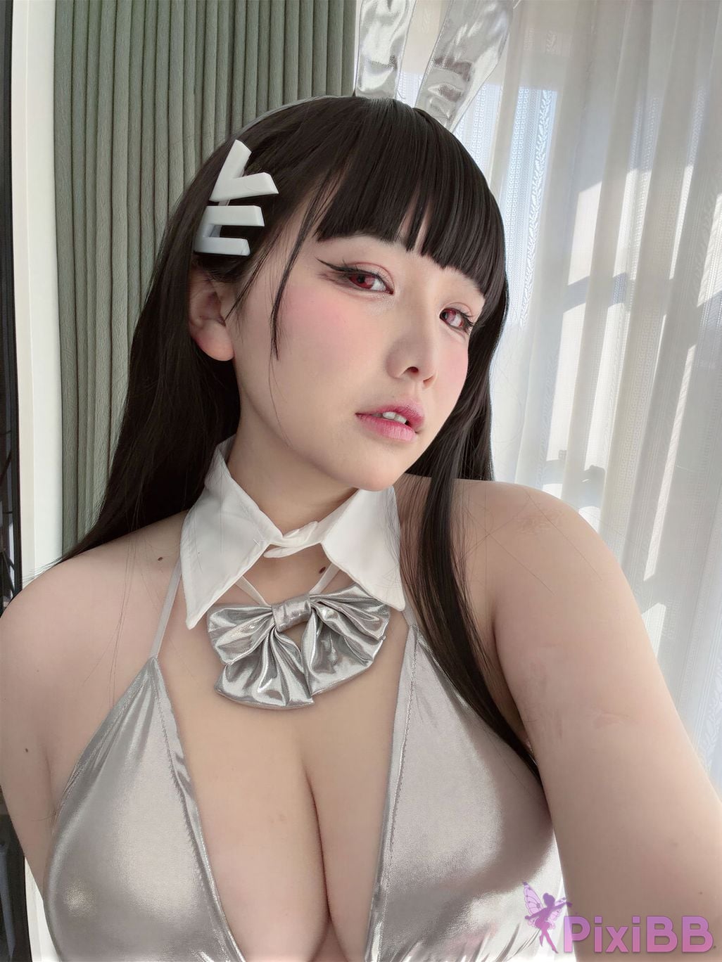 Cosplayer Ah Ban is very happy today Blue Archive Rion Moon Silver dress PixiBB.COM 073