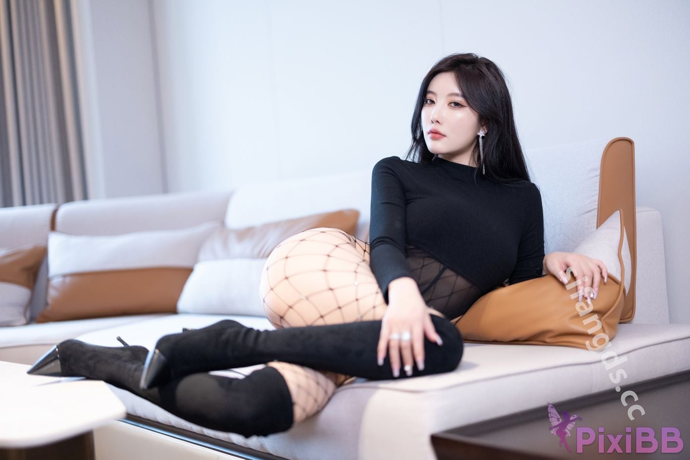 No watermark for in app purchases Yang Chenchen Yome sexy V shorts Tempting one piece fishnet stockings super open file PixiBB.COM 061