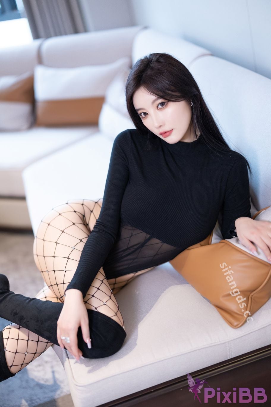 No watermark for in app purchases Yang Chenchen Yome sexy V shorts Tempting one piece fishnet stockings super open file PixiBB.COM 062